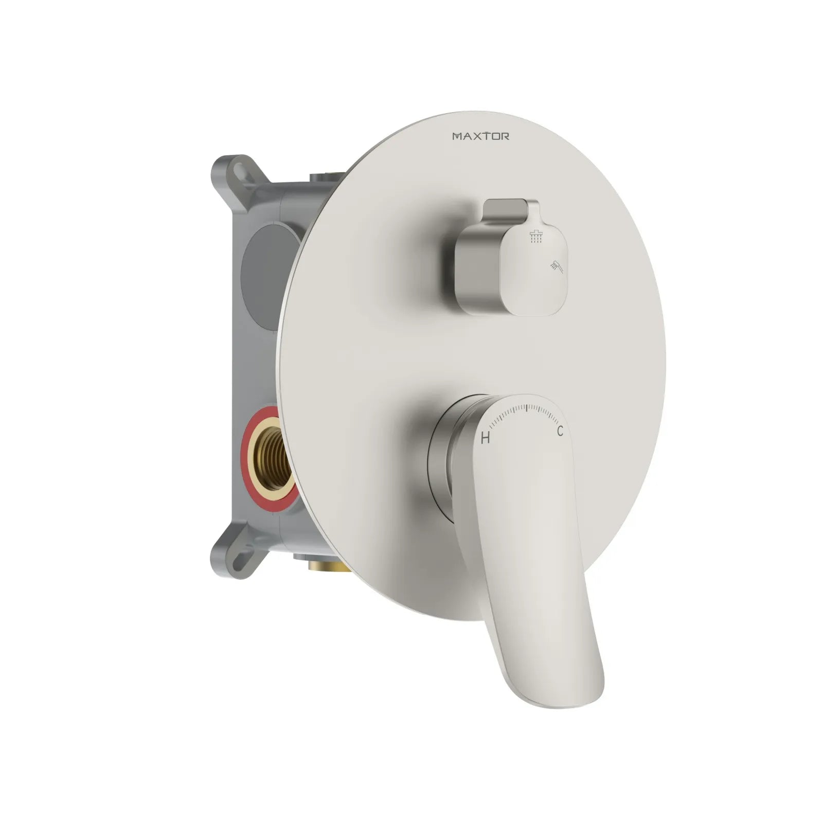 2 Way Concealed Shower Mixer Valve with Easy Plumbing Box – Shower Valve with Trim Plate – MT612076 Brushed Nickel