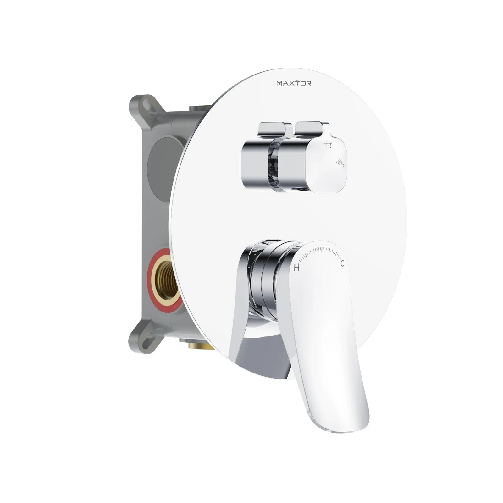 2 Way Concealed Shower Mixer Valve with Easy Plumbing Box – Shower Valve with Trim Plate – MT612076 Chrome