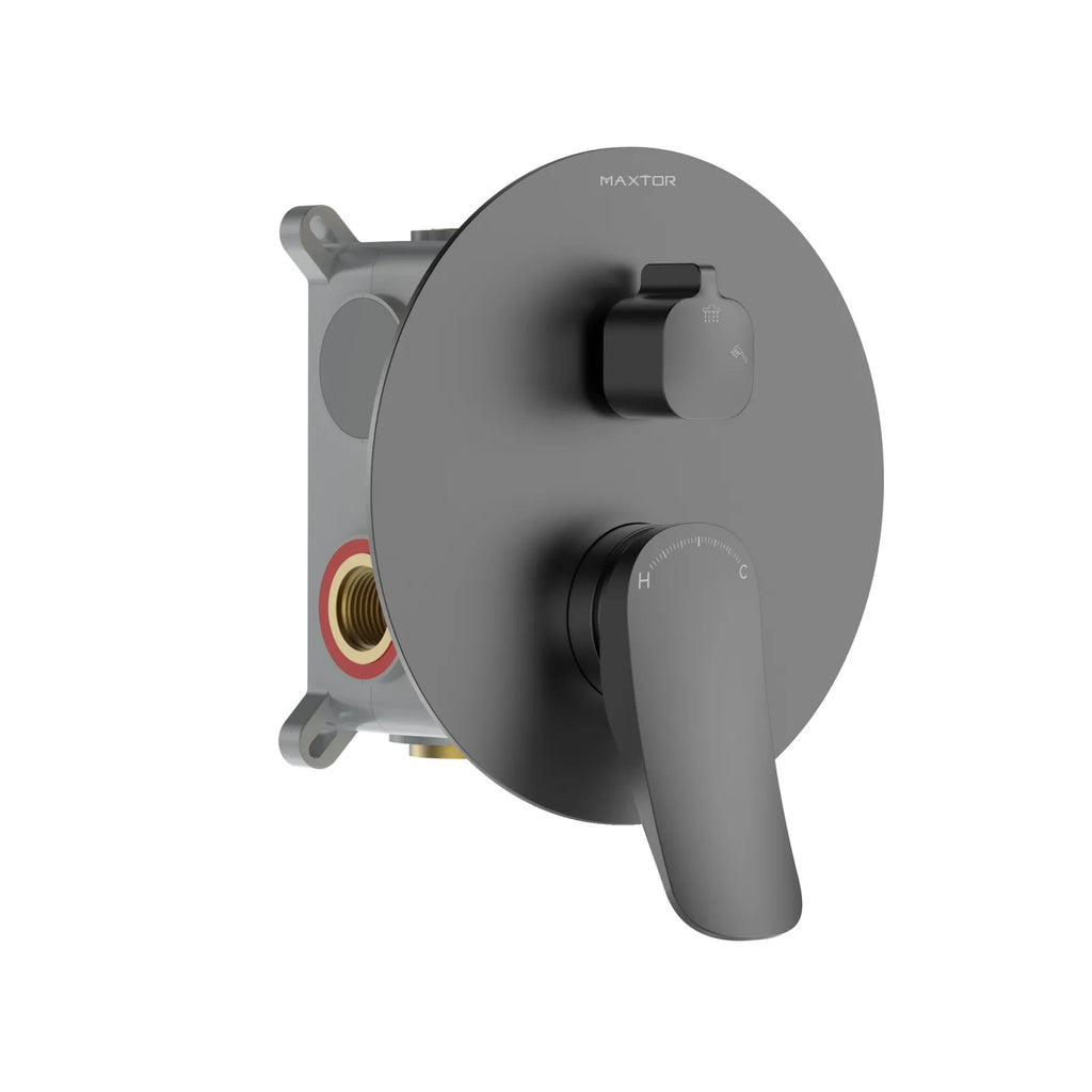 2 Way Concealed Shower Mixer Valve with Easy Plumbing Box – Shower Valve with Trim Plate – MT612076 Brushed Gun Metal