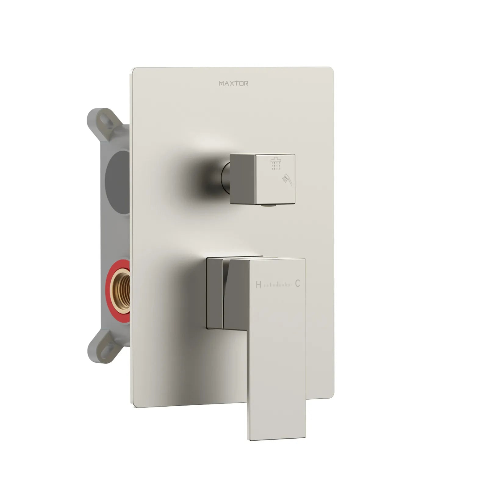 Square 2 Way Wall Concealed Shower Mixer Valve with Trim Plate MT612100 Brushed Nickel