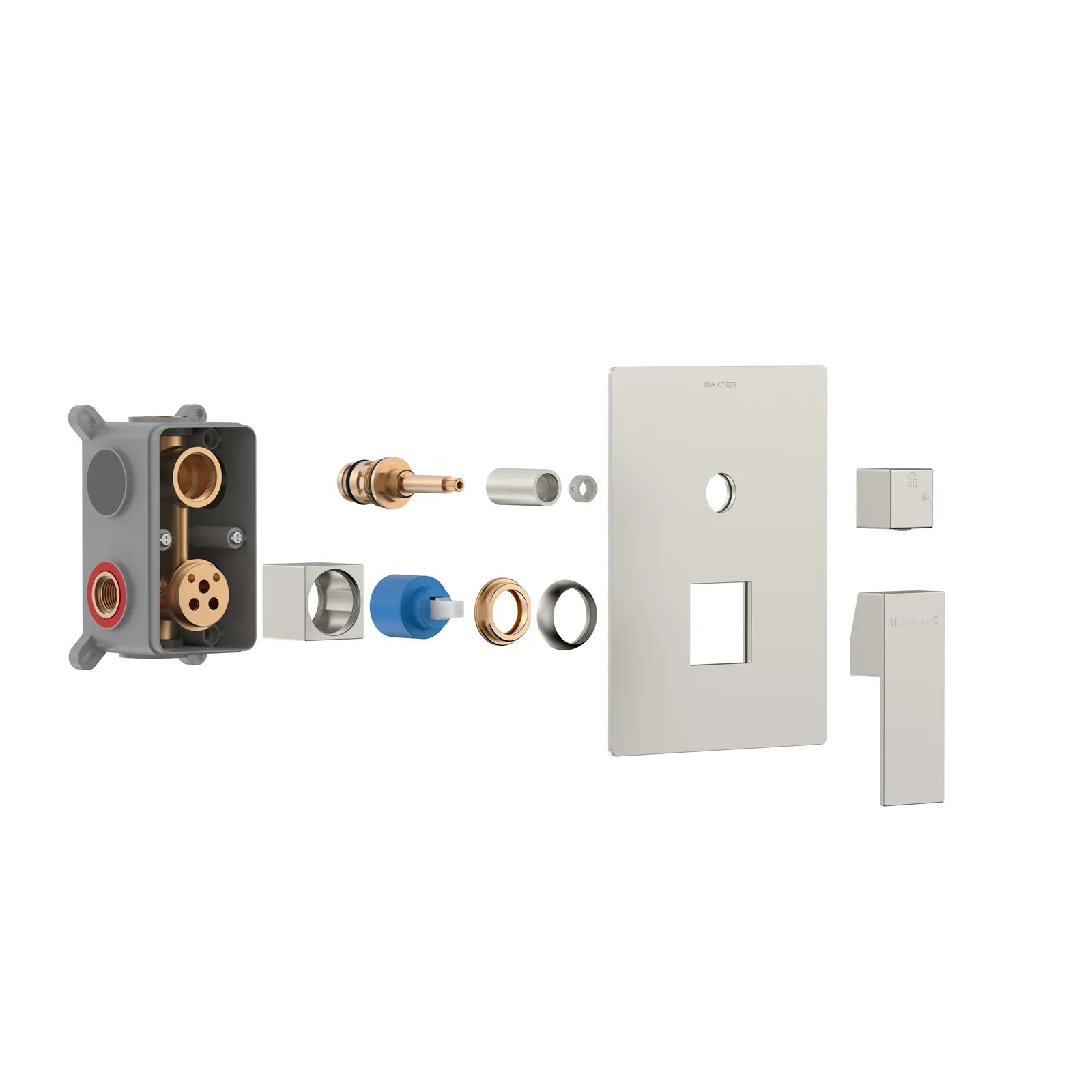 Square 2 Way Wall Concealed Shower Mixer Valve with Trim Plate MT612100