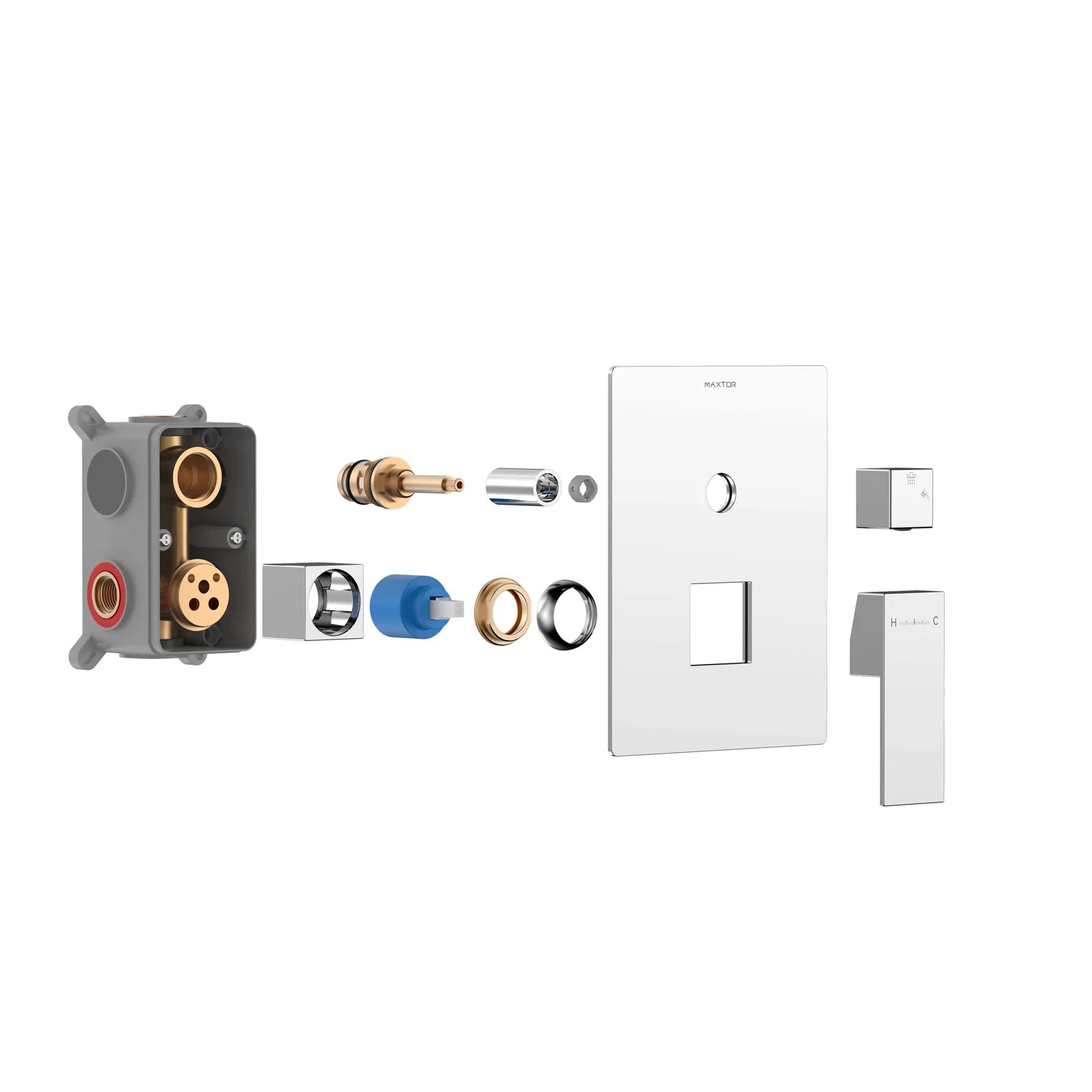 Square 2 Way Wall Concealed Shower Mixer Valve with Trim Plate MT612100