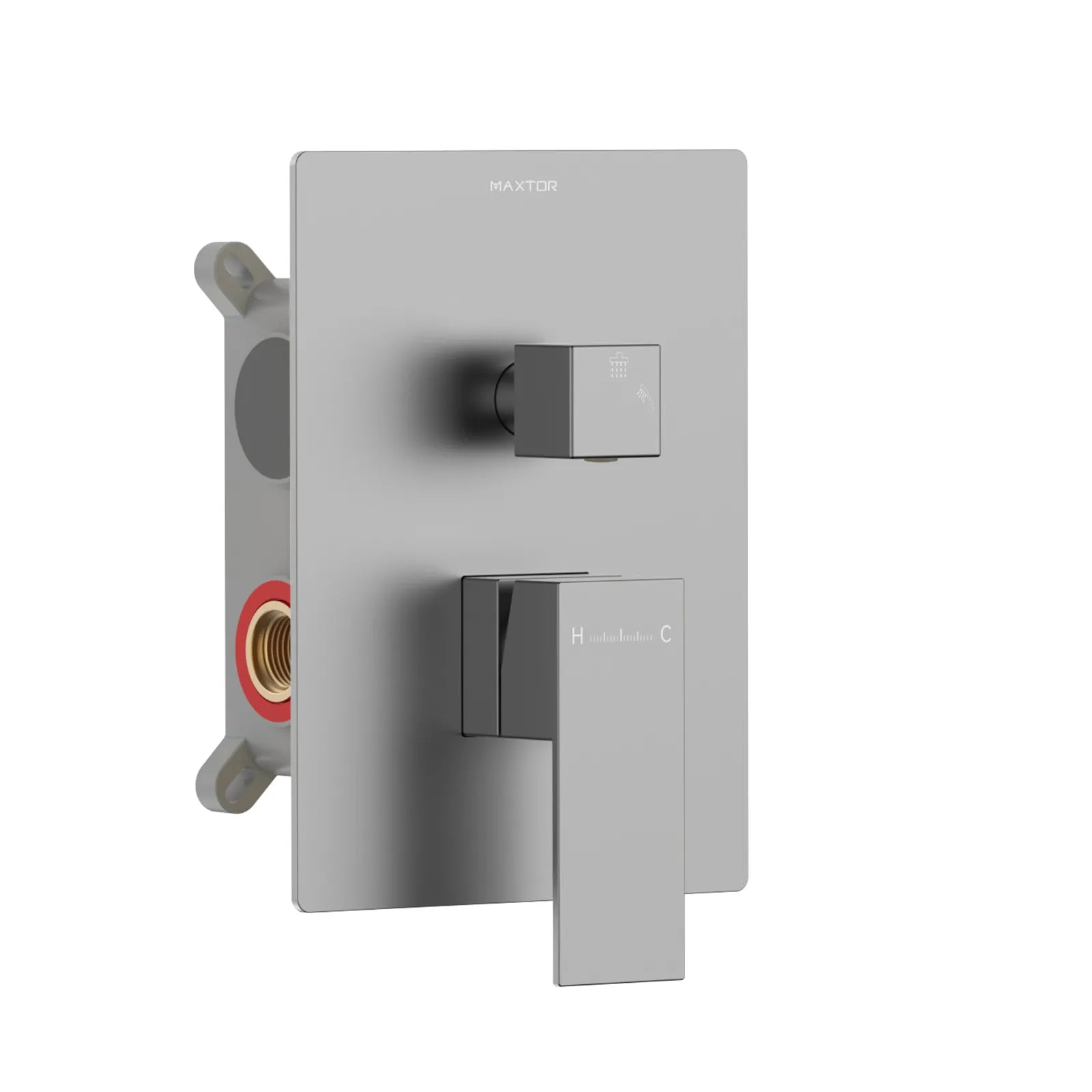 Square 2 Way Wall Concealed Shower Mixer Valve with Trim Plate MT612100 Brushed Gun Metal