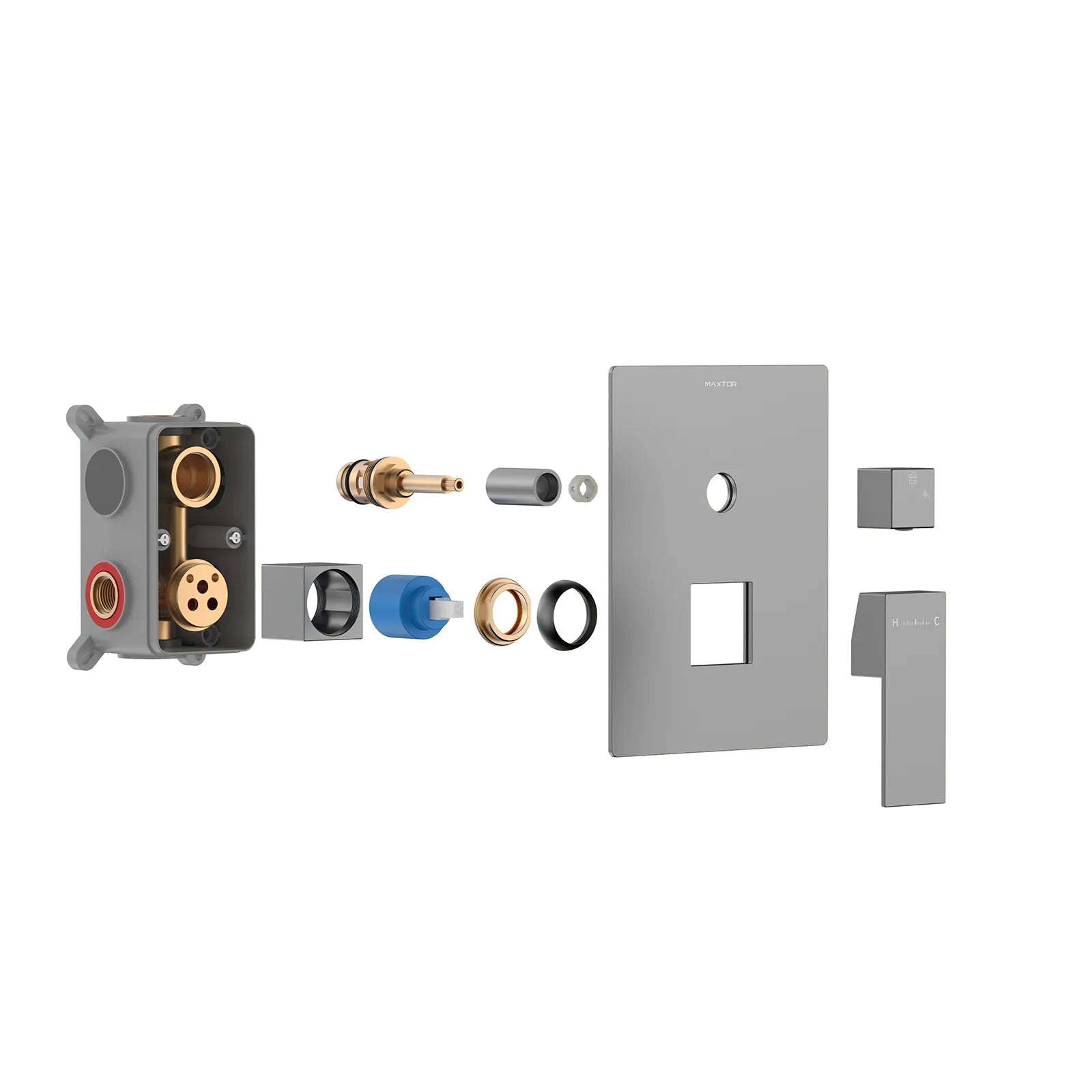 Square 2 Way Wall Concealed Shower Mixer Valve with Trim Plate MT612100