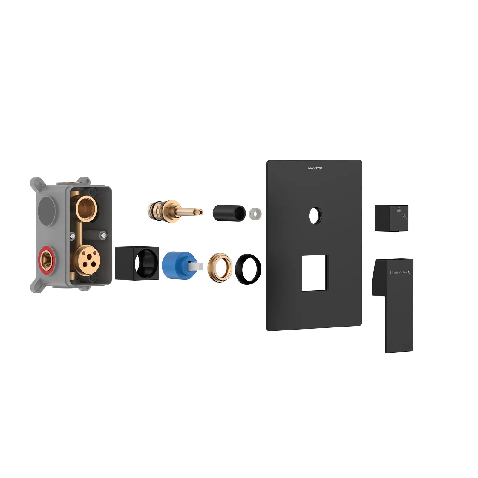 Square 2 Way Wall Concealed Shower Mixer Valve with Trim Plate MT612100