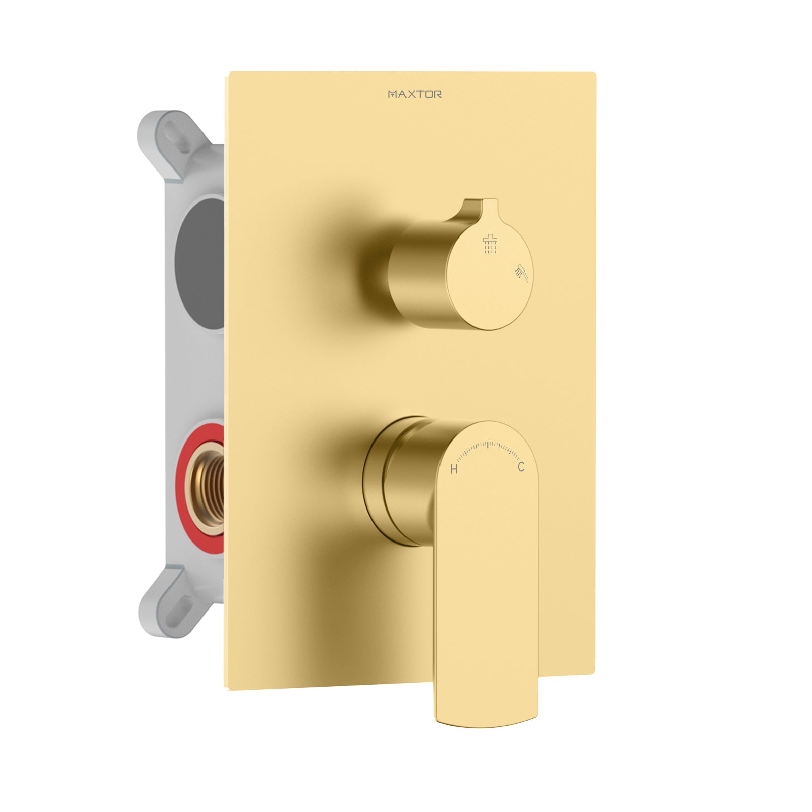 2 Way Concealed Shower Mixer Valve with box and Trim plate-MT612103 Brushed Gold