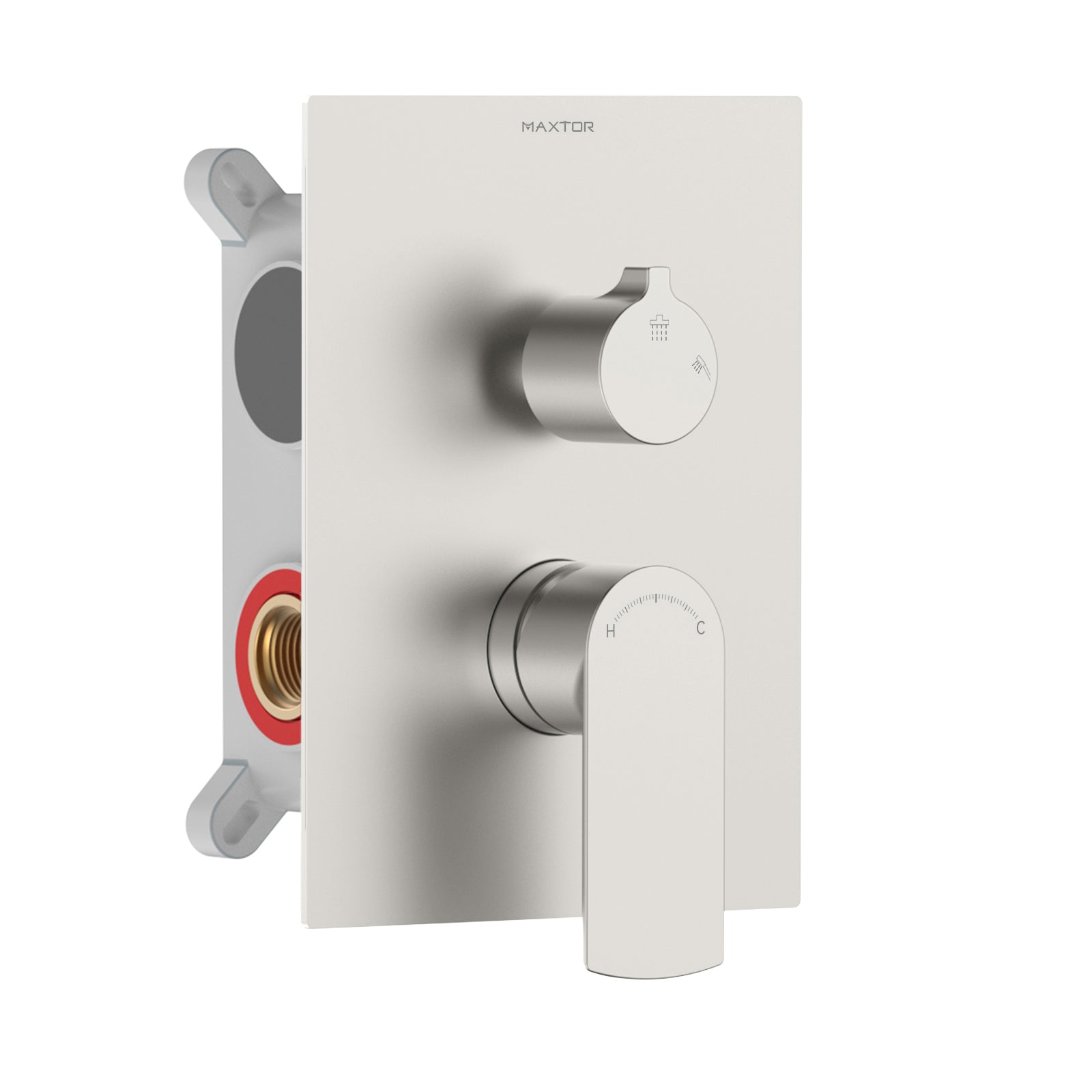 2 Way Concealed Shower Mixer Valve with box and Trim plate-MT612103 Brushed Nickel
