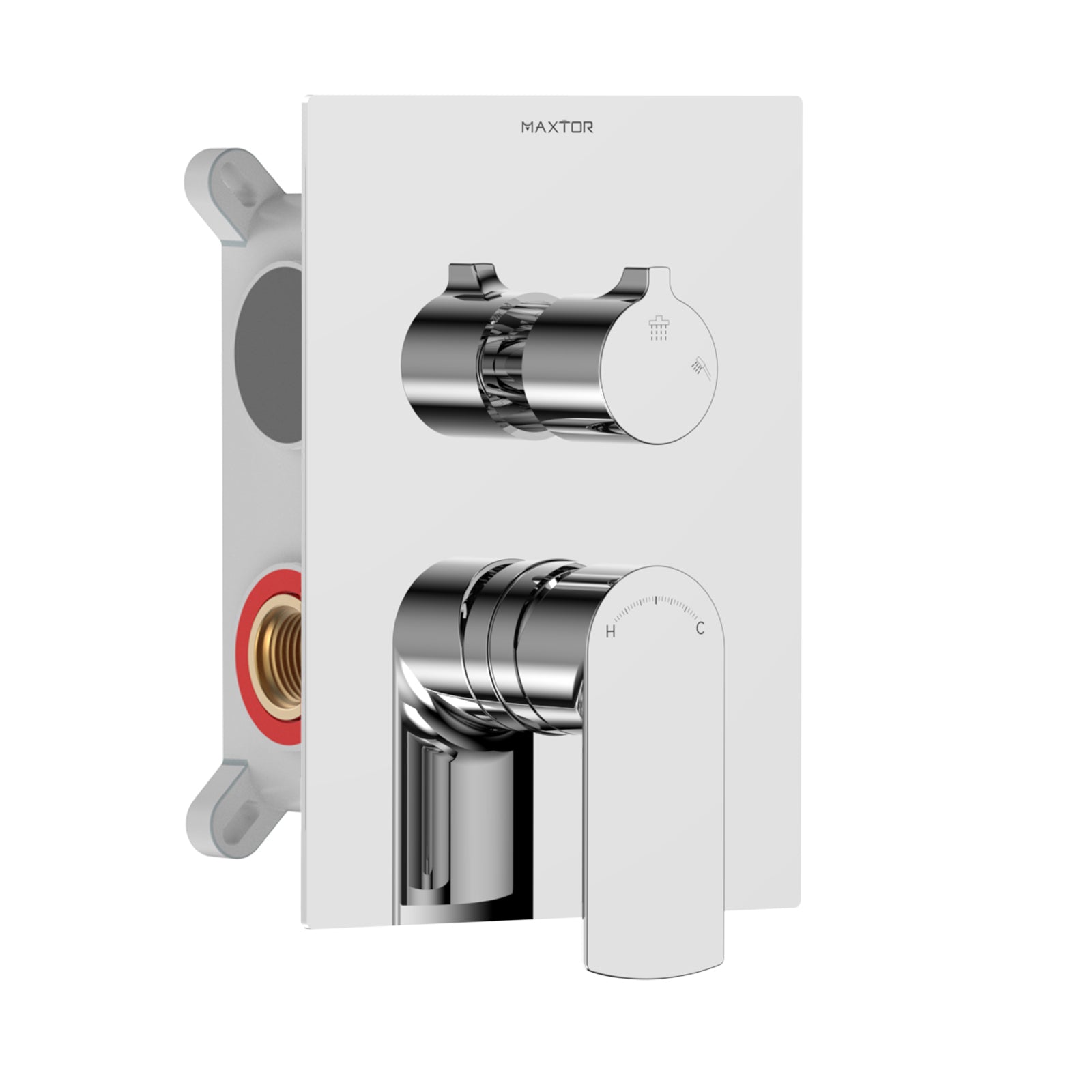 2 Way Concealed Shower Mixer Valve with box and Trim plate-MT612103 Chrome