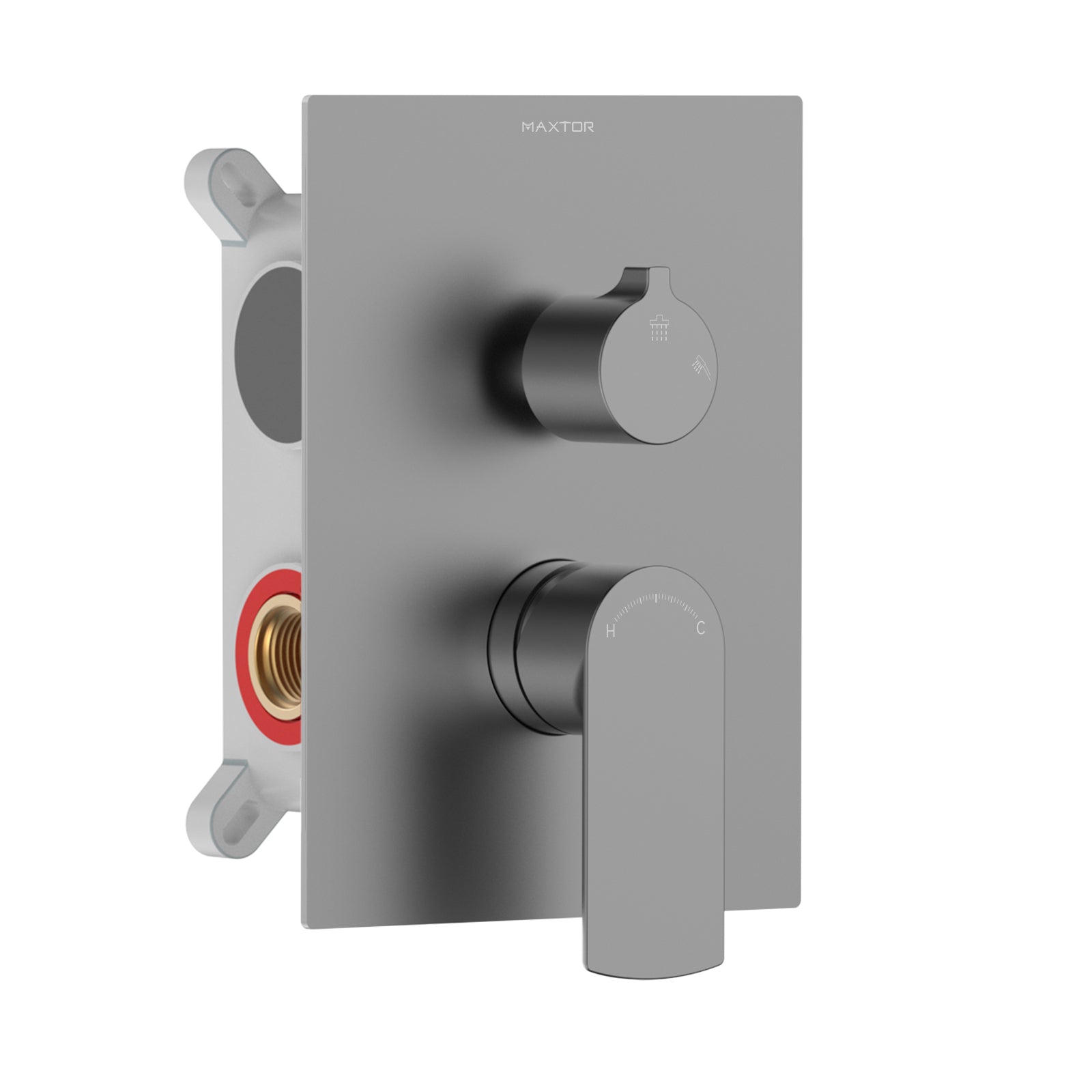 2 Way Concealed Shower Mixer Valve with box and Trim plate-MT612103 Brushed Gun Metal