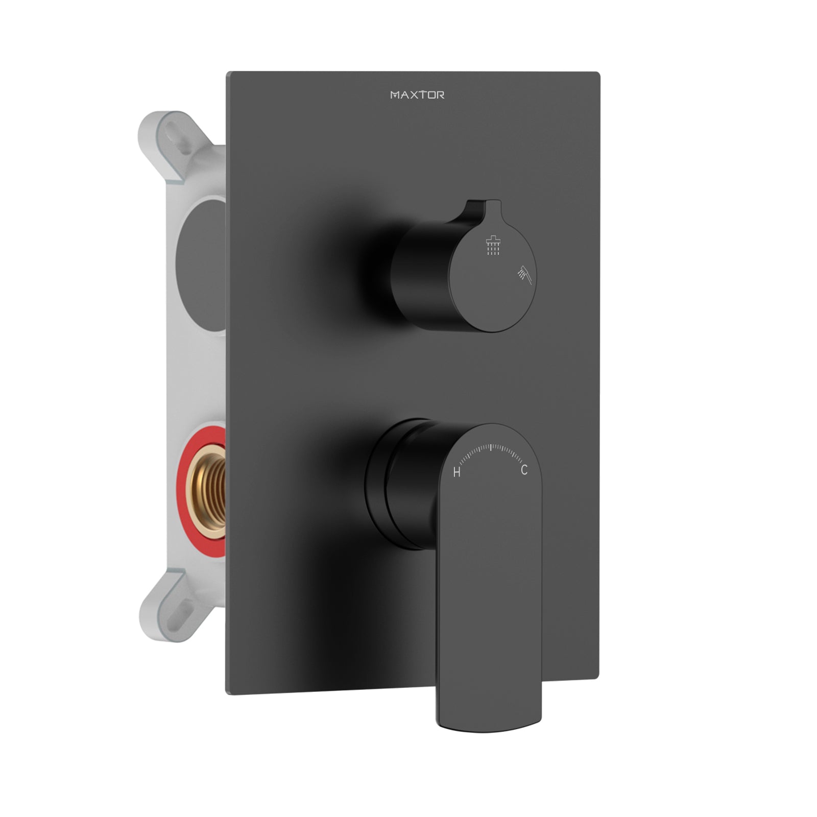 2 Way Concealed Shower Mixer Valve with box and Trim plate-MT612103 Matte Black
