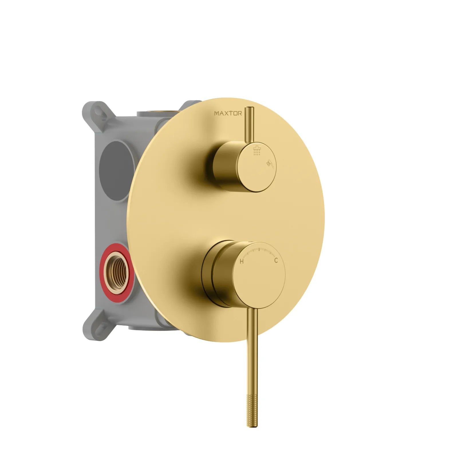 MAXTOR 2 Way Wall Concealed Shower Valve – Solid Brass with Trim Plate – MT612104 Brushed Gold