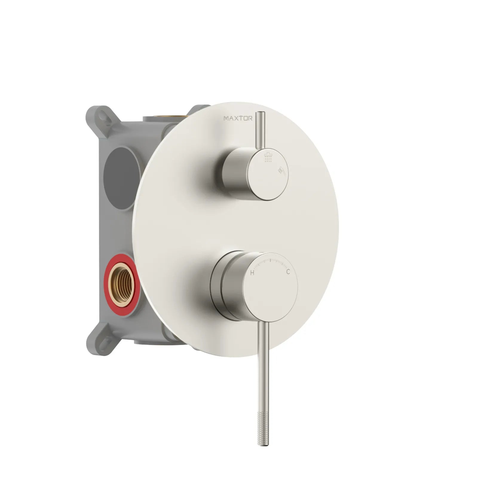 MAXTOR 2 Way Wall Concealed Shower Valve – Solid Brass with Trim Plate – MT612104 Brushed Nickel