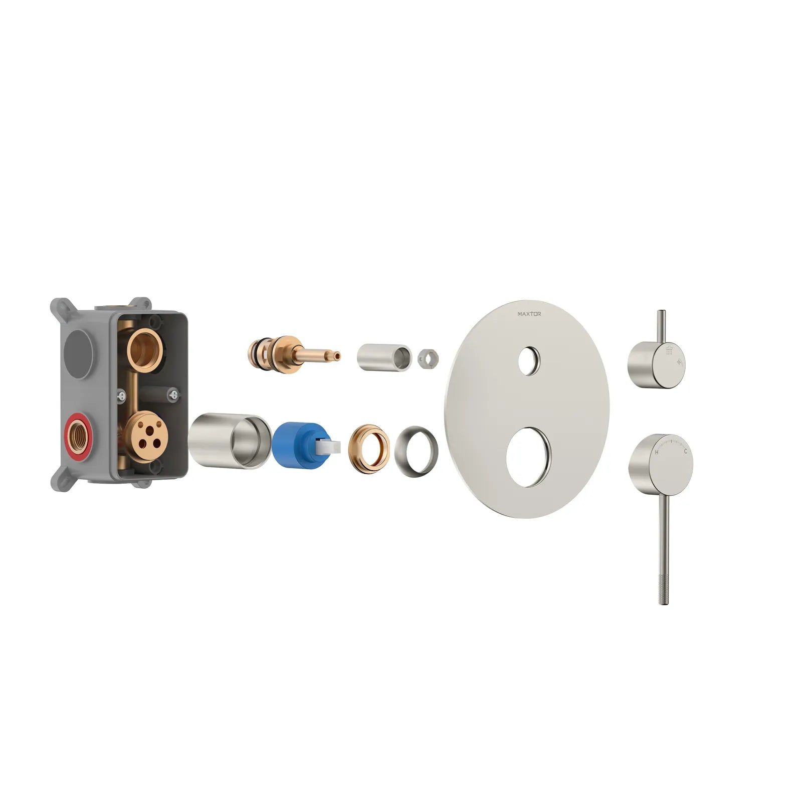 MAXTOR 2 Way Wall Concealed Shower Valve – Solid Brass with Trim Plate – MT612104