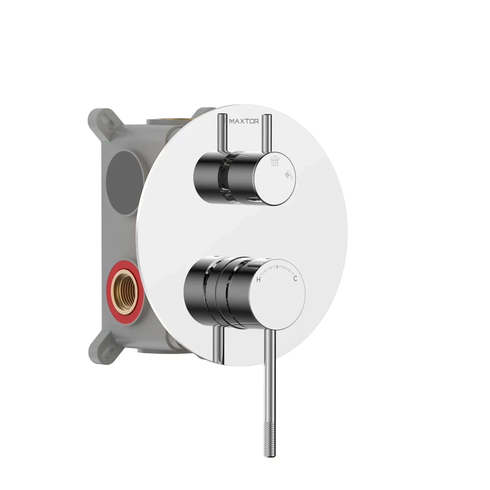 MAXTOR 2 Way Wall Concealed Shower Valve – Solid Brass with Trim Plate – MT612104 Chrome