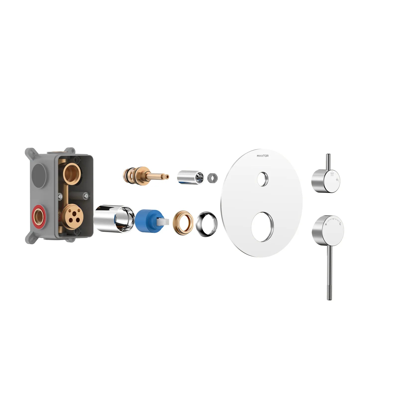 MAXTOR 2 Way Wall Concealed Shower Valve – Solid Brass with Trim Plate – MT612104