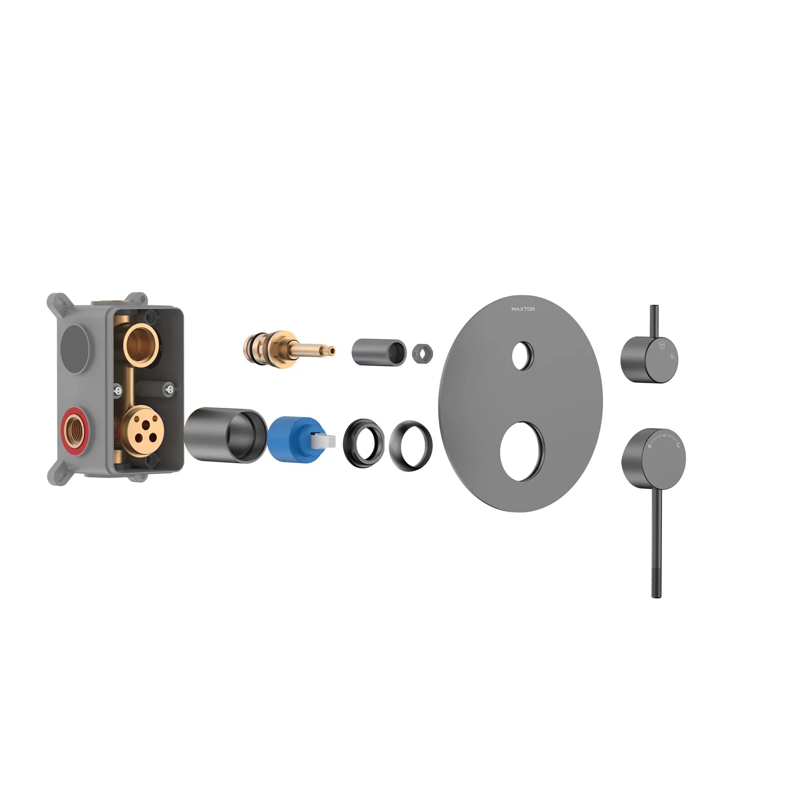 MAXTOR 2 Way Wall Concealed Shower Valve – Solid Brass with Trim Plate – MT612104