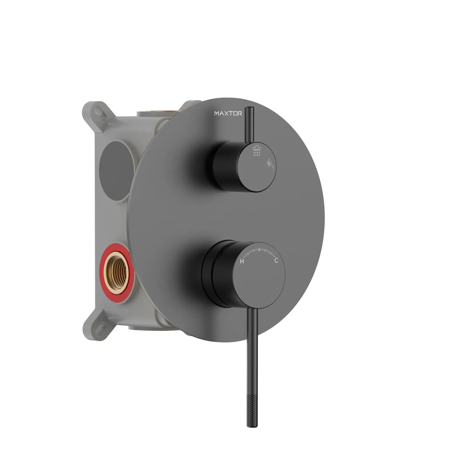 MAXTOR 2 Way Wall Concealed Shower Valve – Solid Brass with Trim Plate – MT612104 Matte Black