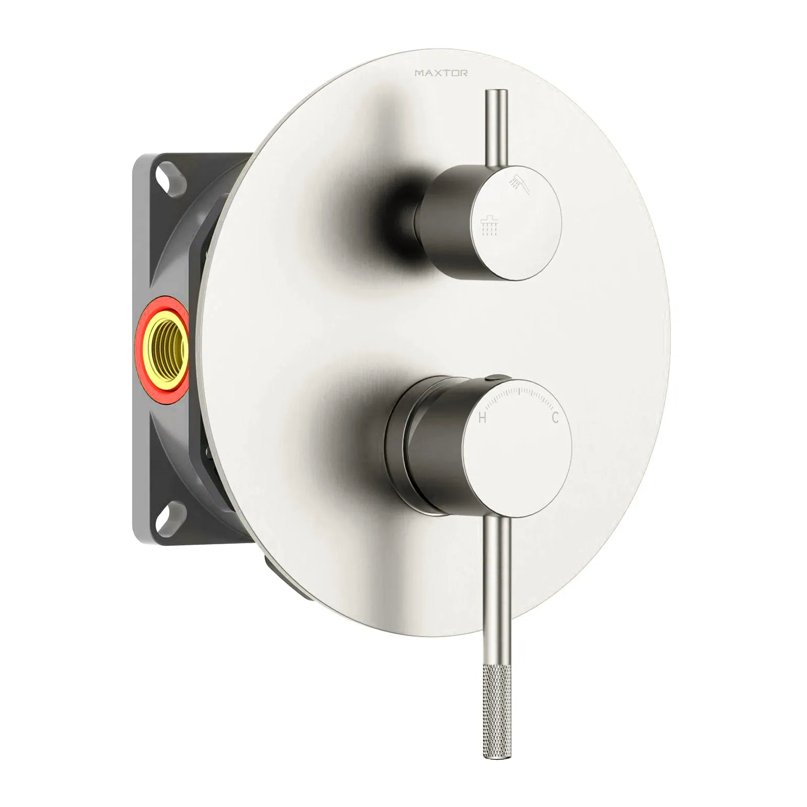 Circular 2 Outlet Concealed Shower Mixer With Trim Plate MT612204 Brushed Nickel