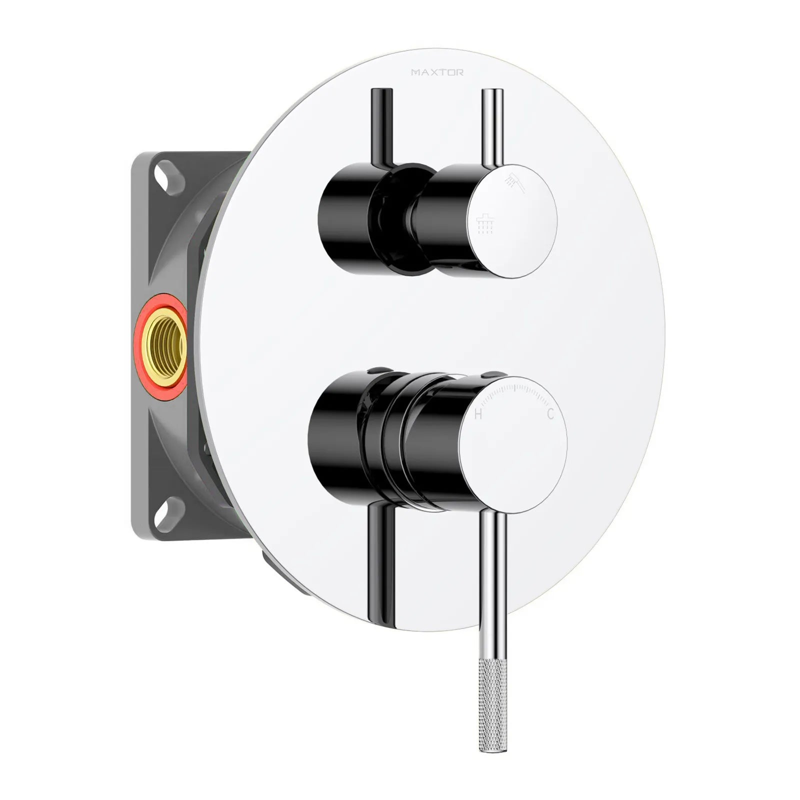 Circular 2 Outlet Concealed Shower Mixer With Trim Plate MT612204 Chrome