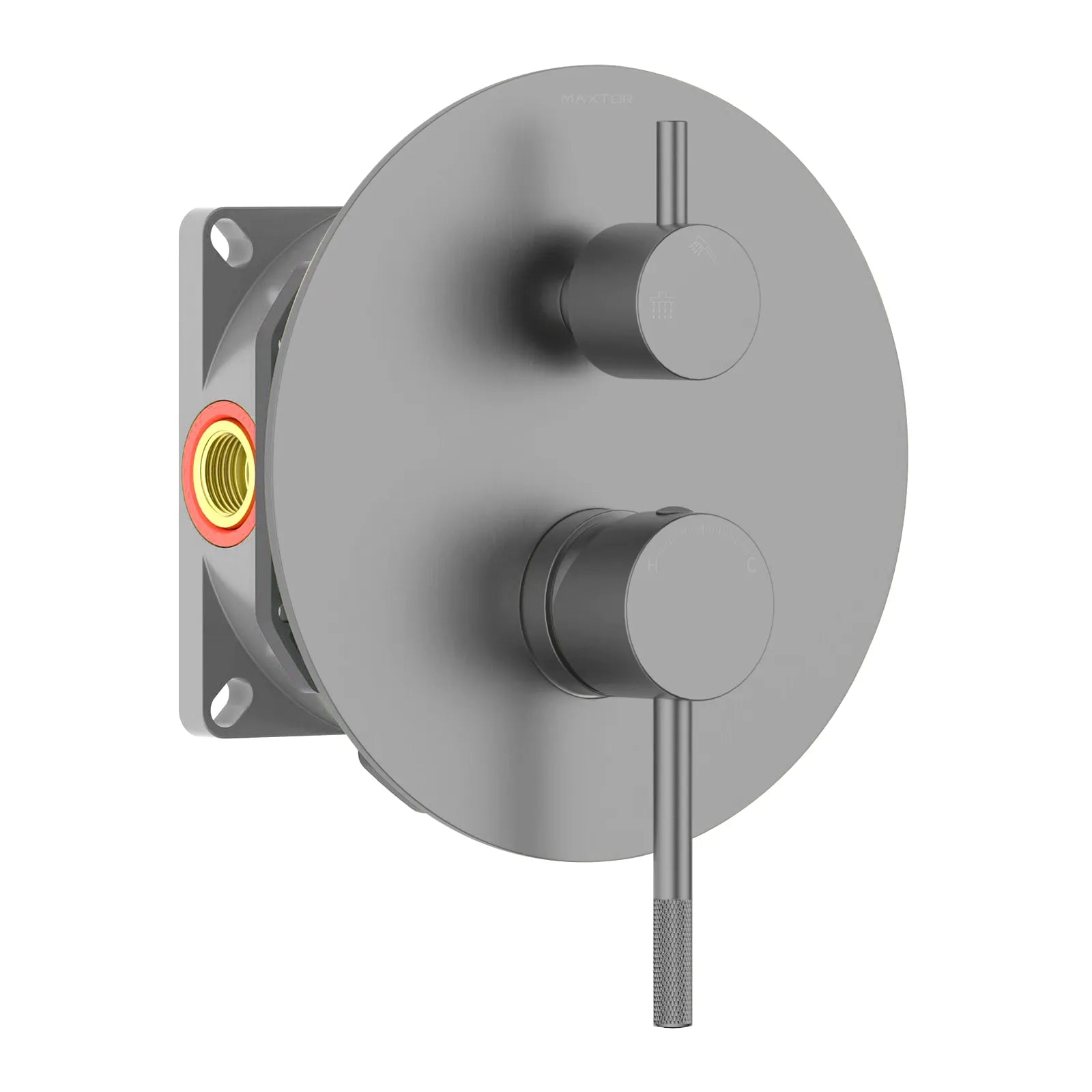 Circular 2 Outlet Concealed Shower Mixer With Trim Plate MT612204 Brushed Gun Metal