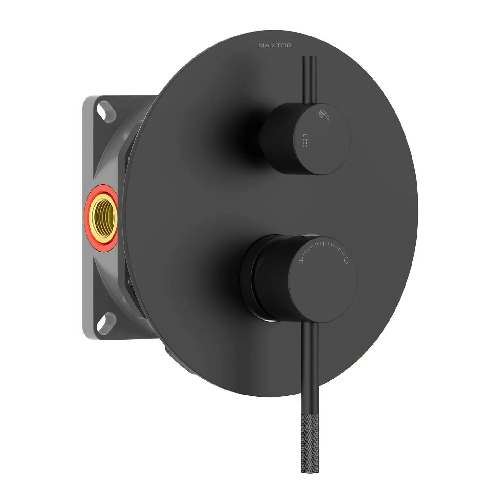 Circular 2 Outlet Concealed Shower Mixer With Trim Plate MT612204 Matte Black