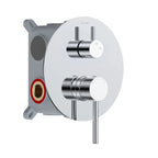 2 Way Wall Concealed Shower Rough In Valve with Box and Round Trim Plate-MT612231 Chrome