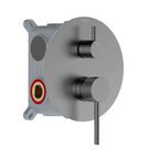 2 Way Wall Concealed Shower Rough In Valve with Box and Round Trim Plate-MT612231 Brushed Gun Metal