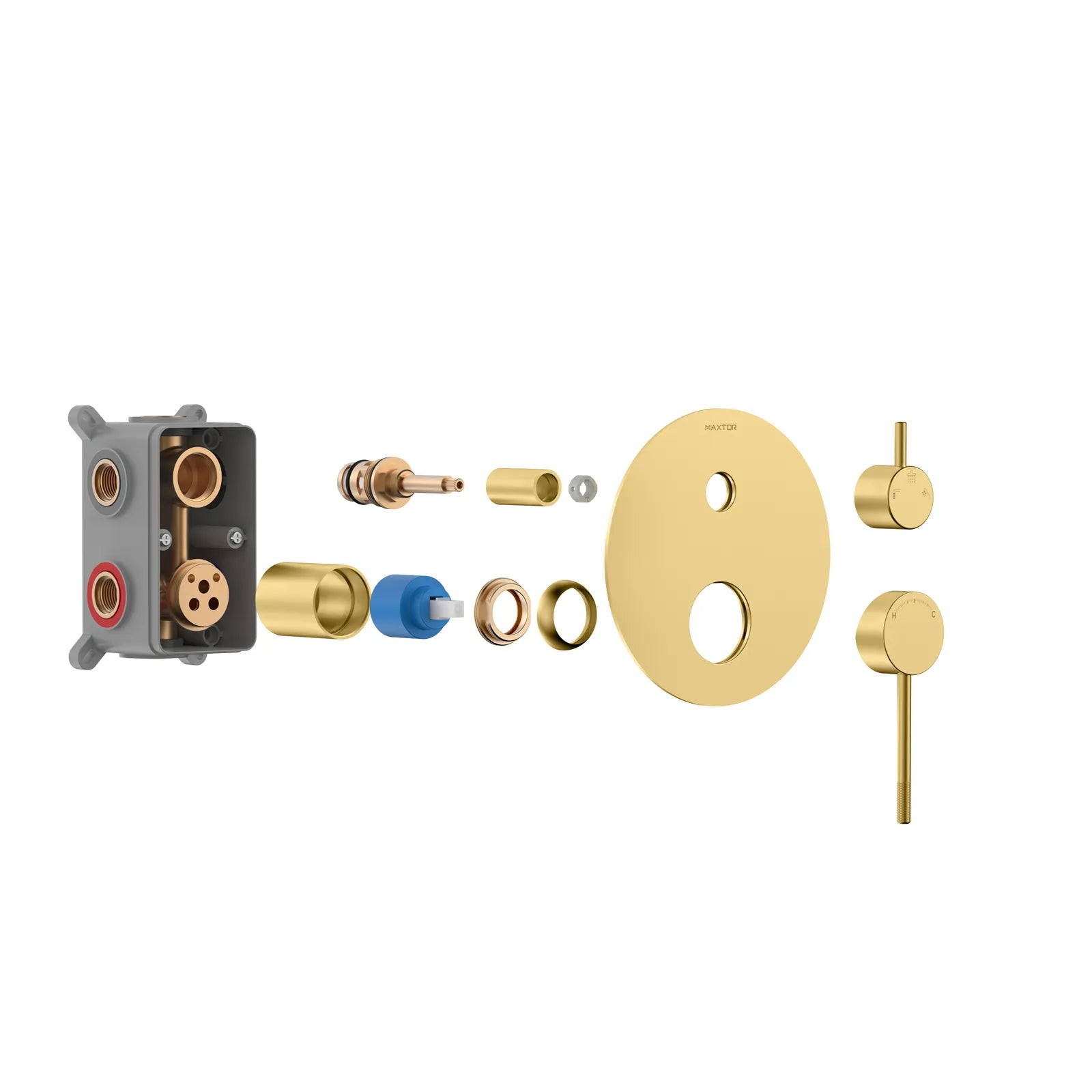 Circular 3 Way Wall Concealed Shower Mixer with Trim Plate Solid Brass-MT613004