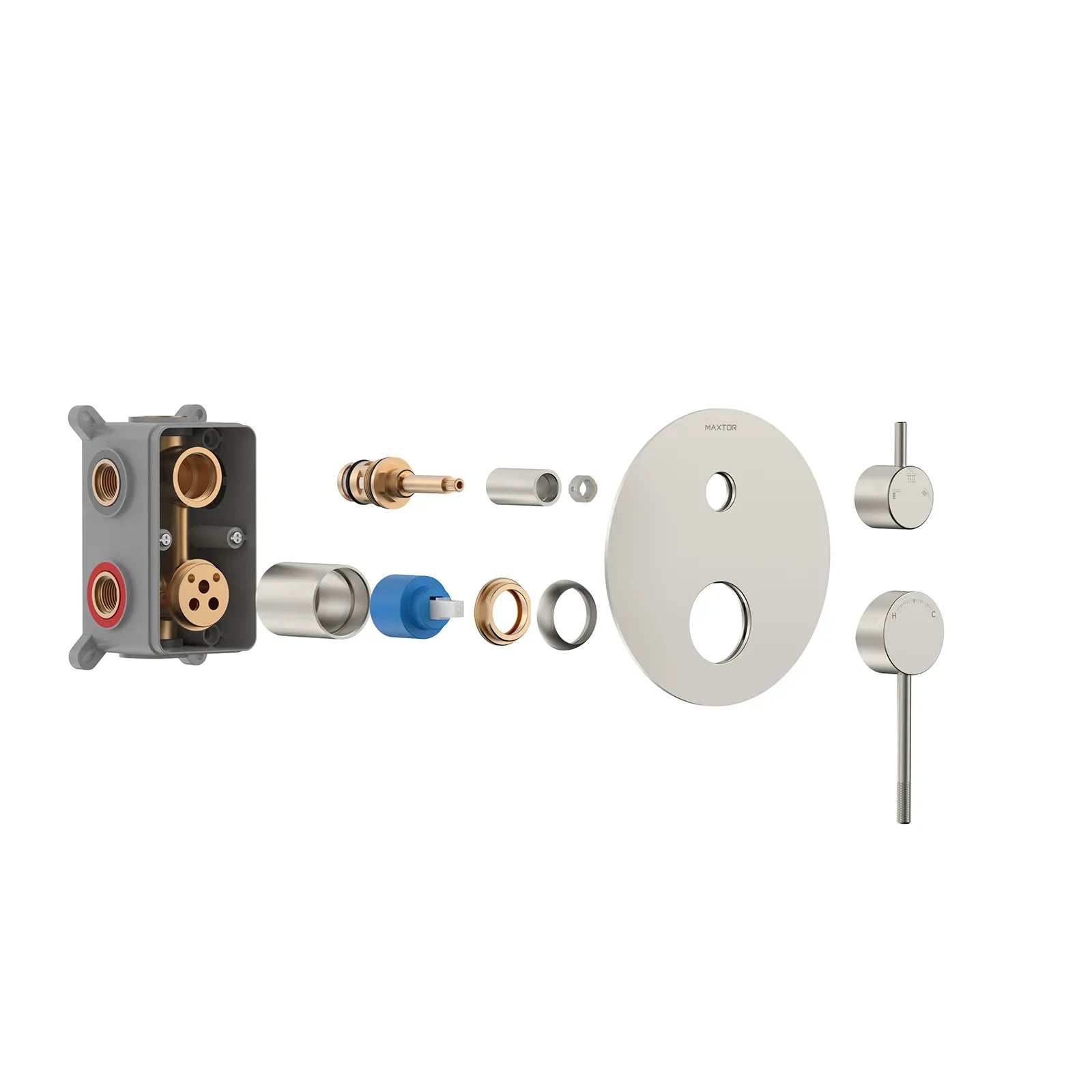 Circular 3 Way Wall Concealed Shower Mixer with Trim Plate Solid Brass-MT613004