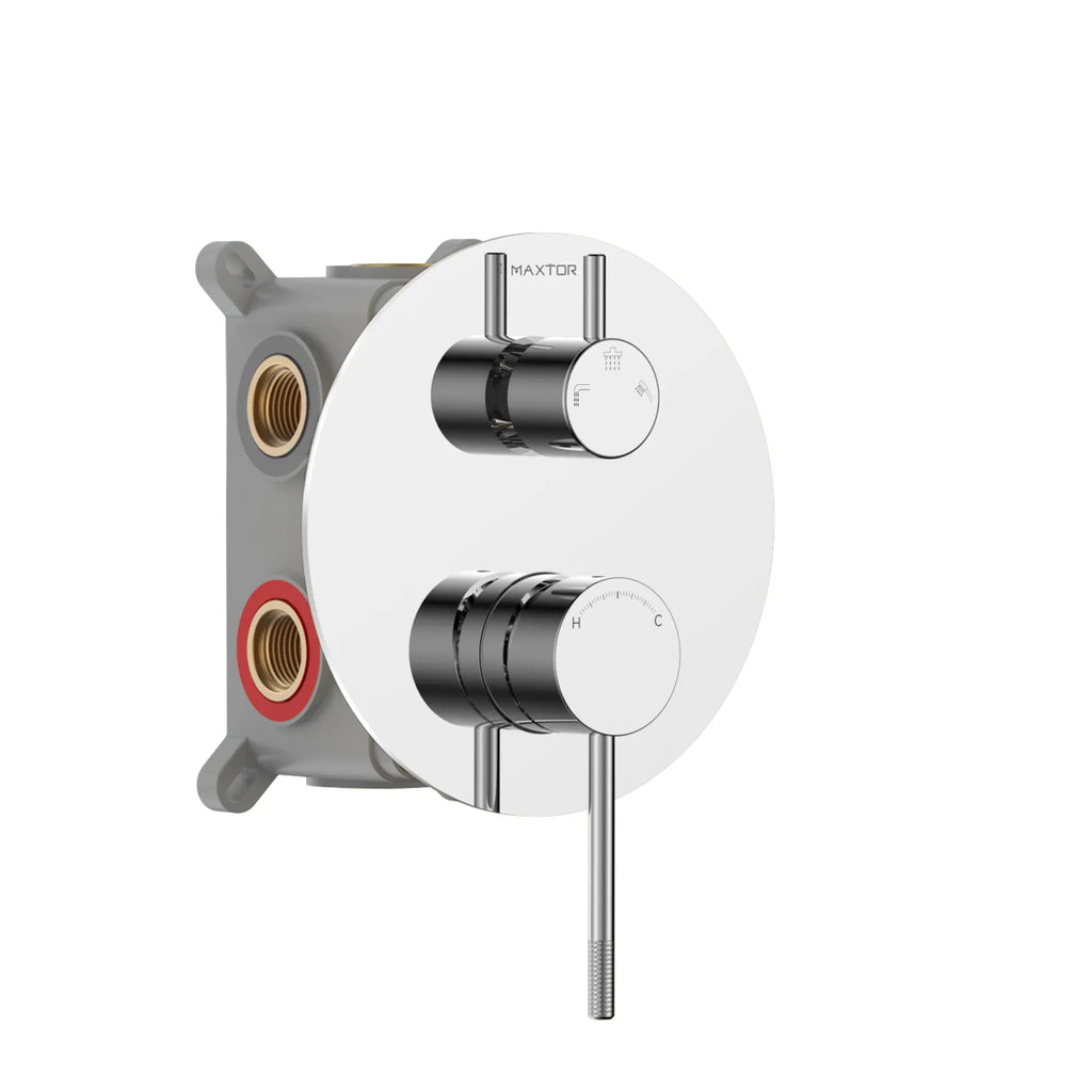 Circular 3 Way Wall Concealed Shower Mixer with Trim Plate Solid Brass-MT613004 Chrome