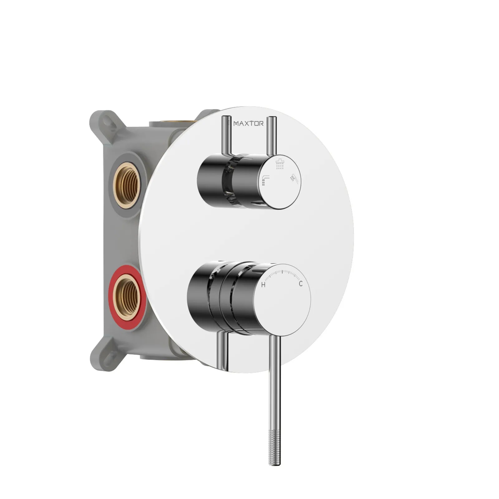 Circular 3 Way Wall Concealed Shower Mixer with Trim Plate Solid Brass-MT613004 Chrome