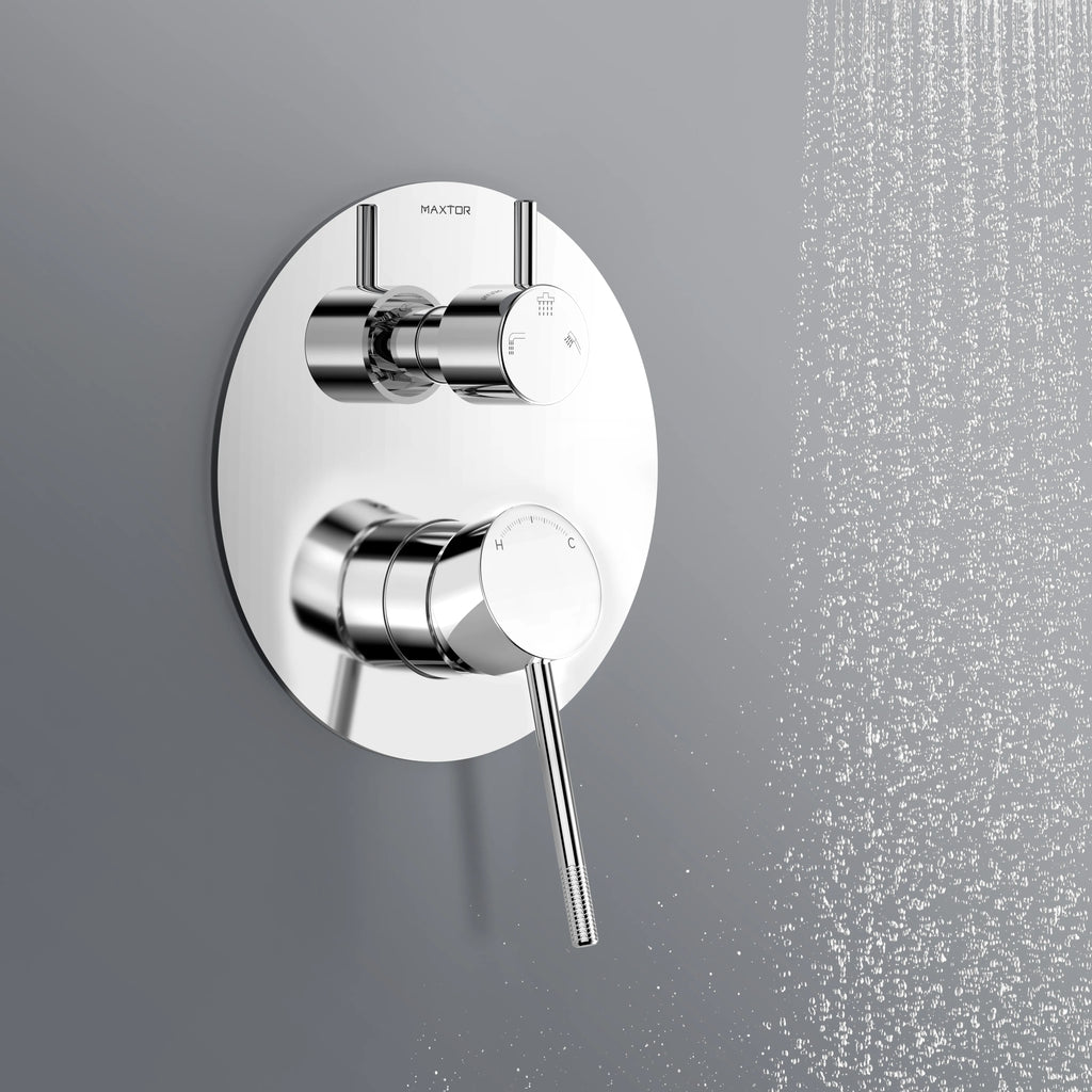 Circular 3 Way Wall Concealed Shower Mixer with Trim Plate Solid Brass-MT613004