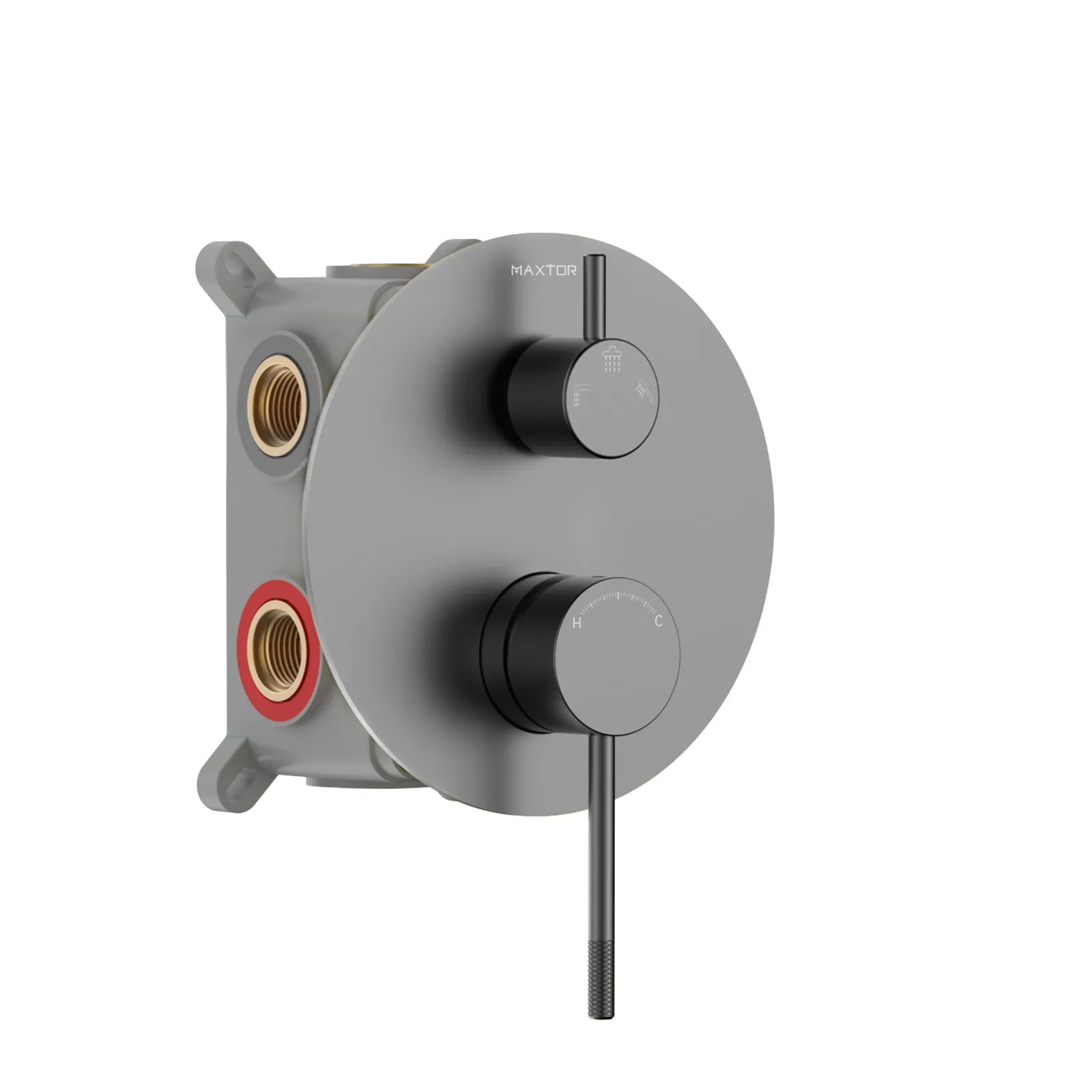Circular 3 Way Wall Concealed Shower Mixer with Trim Plate Solid Brass-MT613004 Brushed Gun Metal