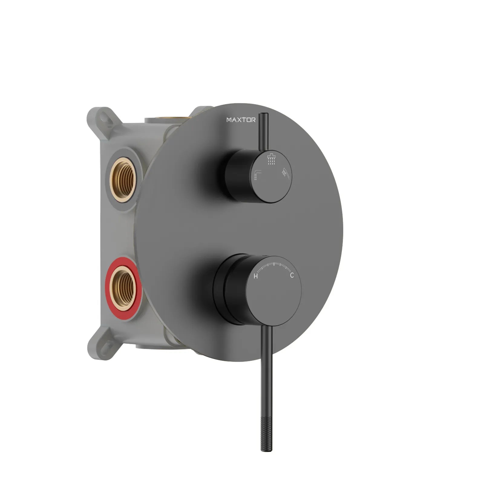 Circular 3 Way Wall Concealed Shower Mixer with Trim Plate Solid Brass-MT613004 Matte Black