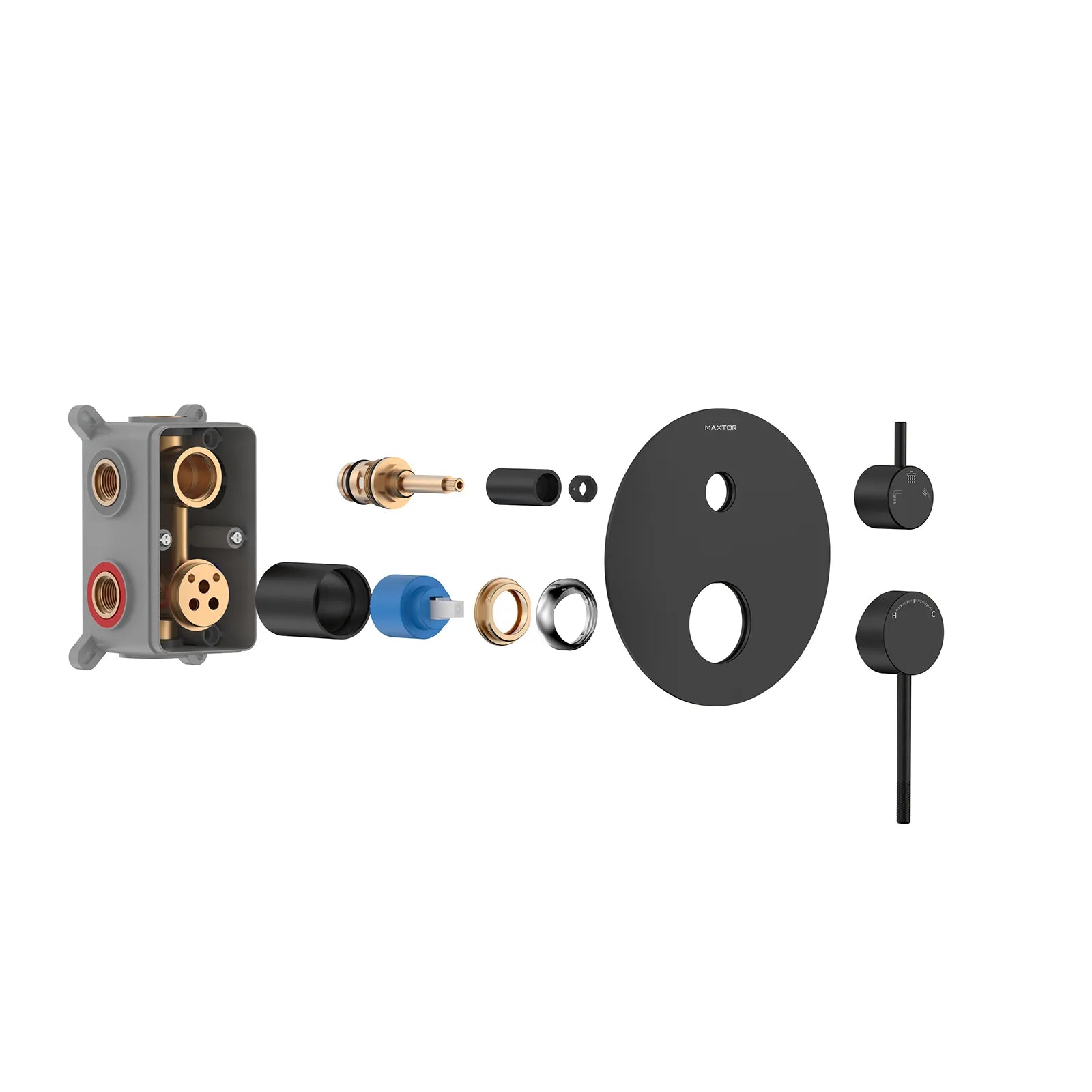 Circular 3 Way Wall Concealed Shower Mixer with Trim Plate Solid Brass-MT613004