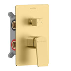 3 Way Concealed Shower Mixer Valve with Box & Trim Plate | MAXTOR--MT613065 Brushed Gold