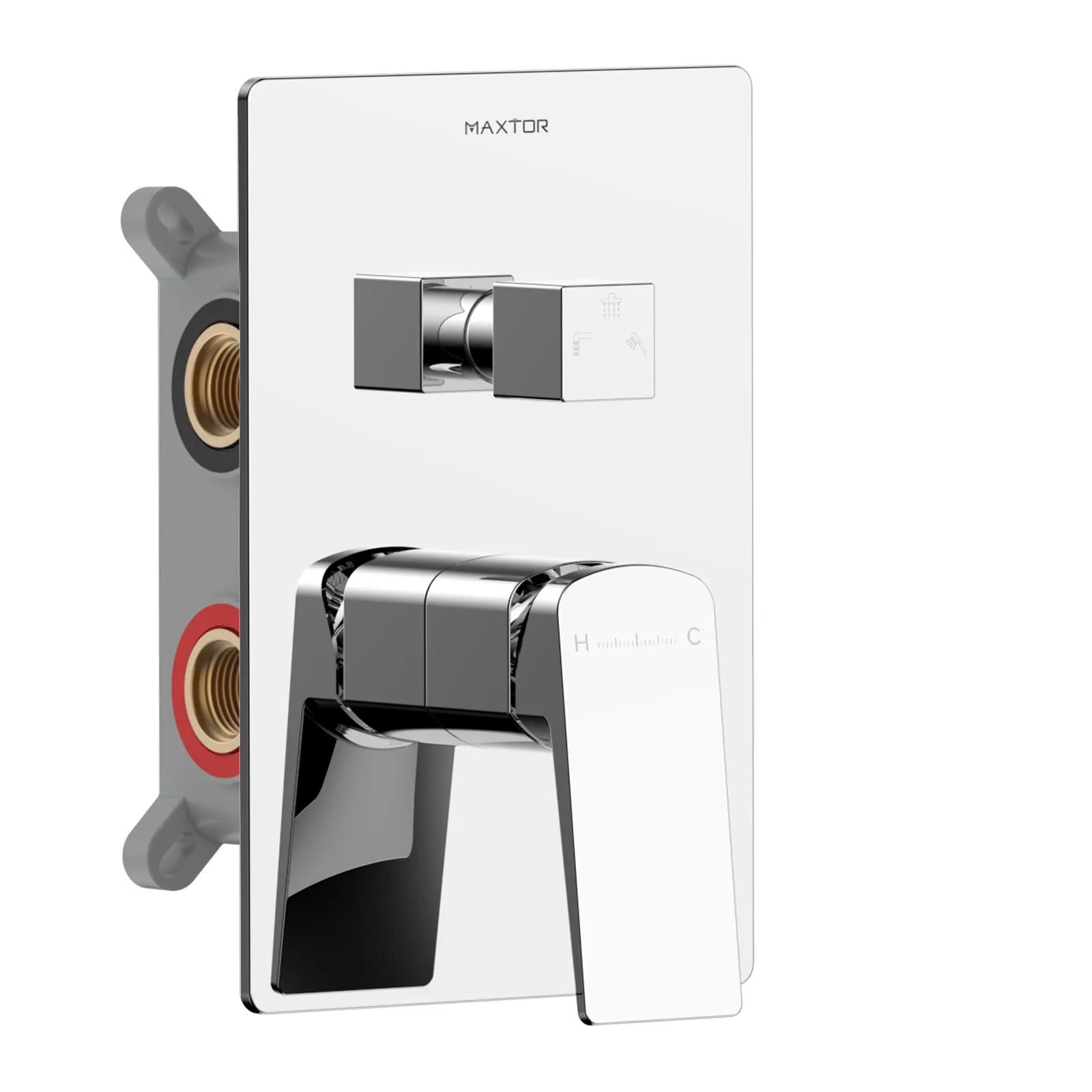3 Way Concealed Shower Mixer Valve with Box & Trim Plate | MAXTOR--MT613065 Chrome