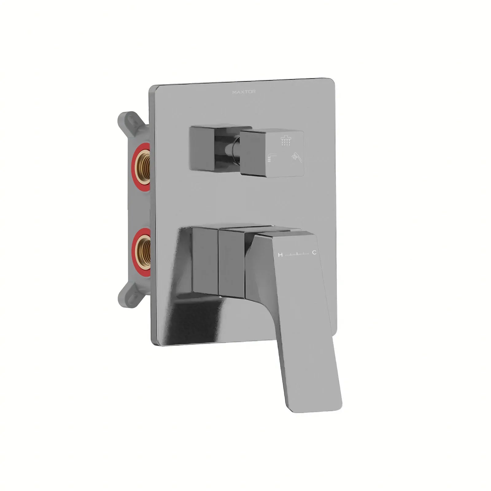 Square 3 Way Wall Concealed Pressure Balance Valve & Trim with Box MT613068 Brushed Gun Metal