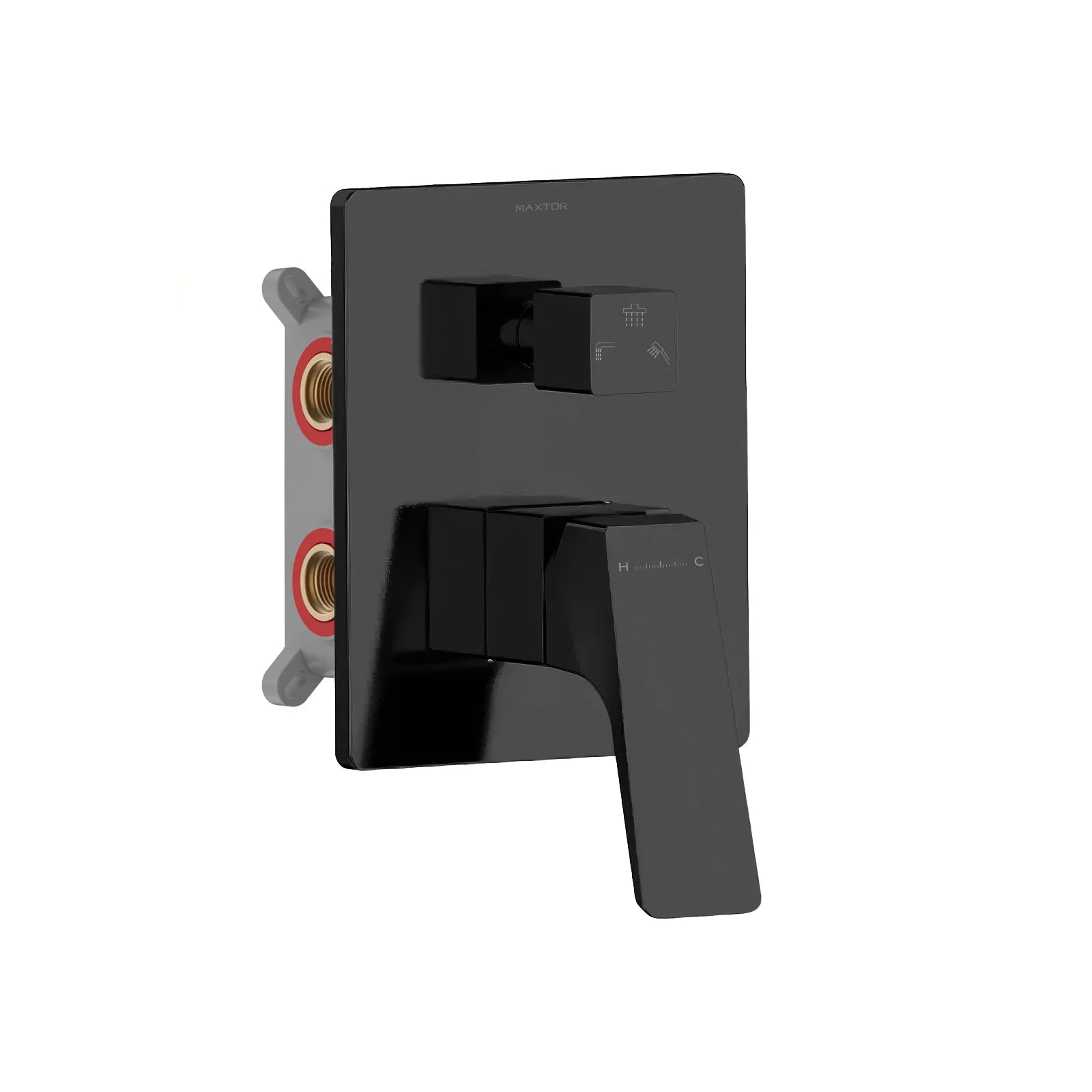 Square 3 Way Wall Concealed Pressure Balance Valve & Trim with Box MT613068 Matte Black