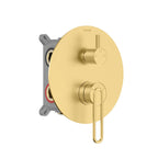 3-Way Wall Concealed Shower Faucet Mixer Valve with Box & Round Trim Plate – MT613069 Brushed Gold