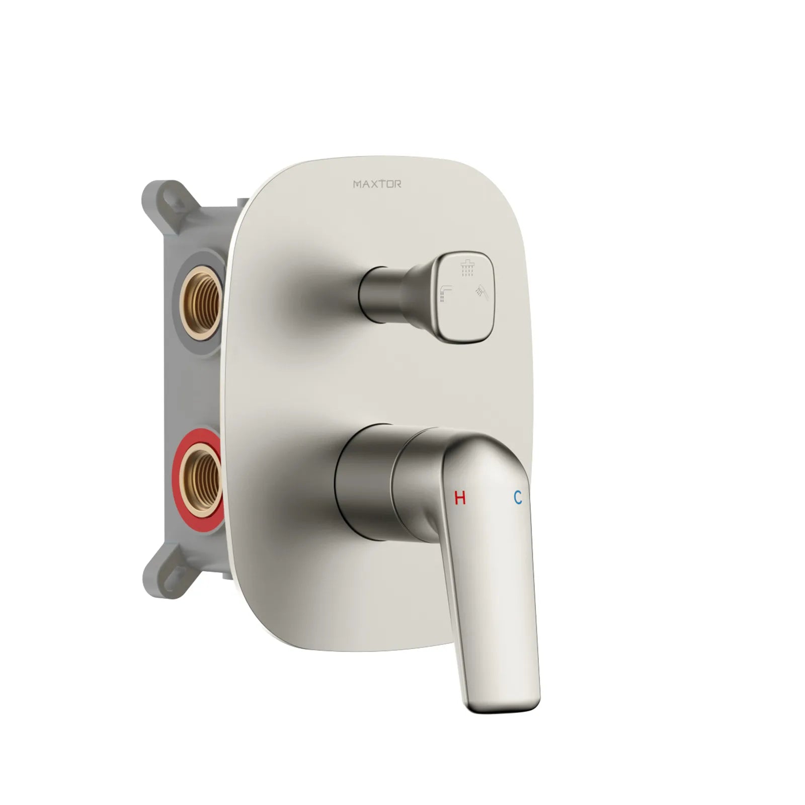 MAXTOR square 2-way wall concealed pressure balance valve with box-MT613070 Brushed Nickel