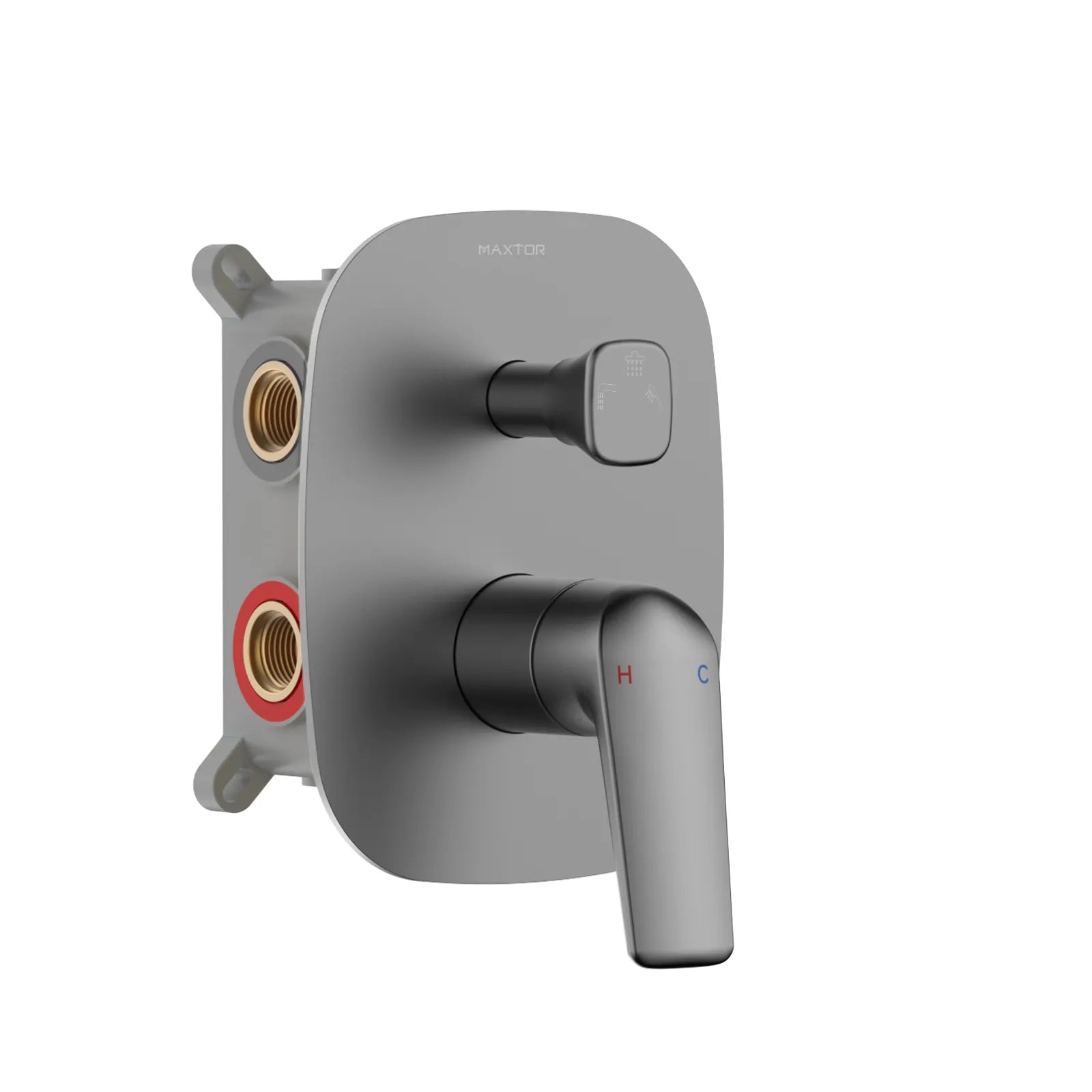 MAXTOR square 2-way wall concealed pressure balance valve with box-MT613070 Brushed Gun Metal