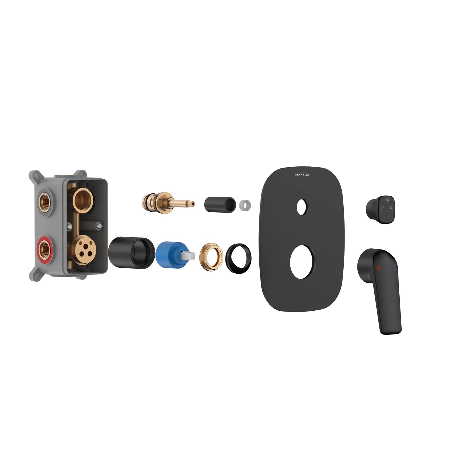 MAXTOR square 2-way wall concealed pressure balance valve with box-MT613070