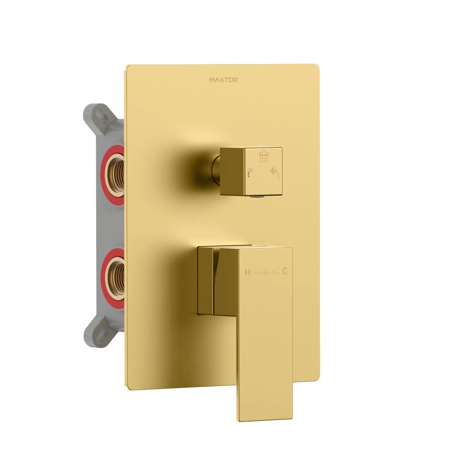 Square 3 Way Wall Concealed Shower Valve & Trim Kit MT613100 Brushed Gold