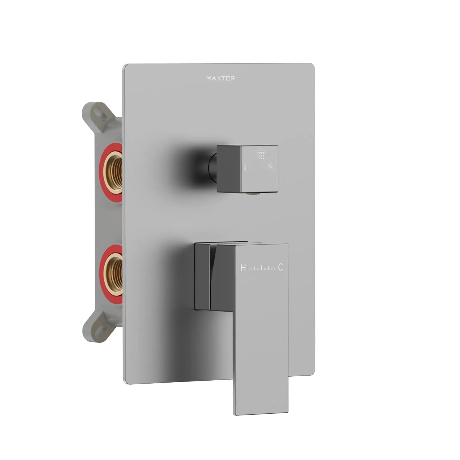 Square 3 Way Wall Concealed Shower Valve & Trim Kit MT613100 Brushed Gun Metal