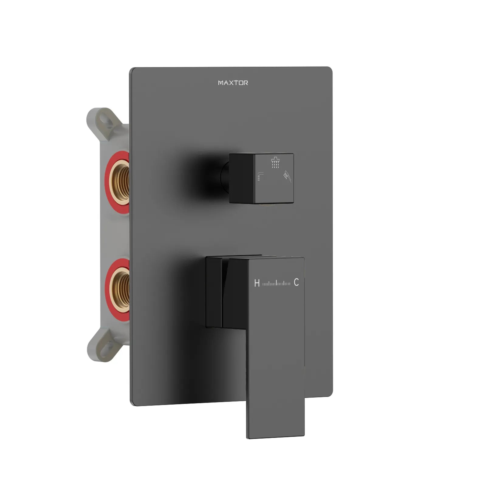 Square 3 Way Wall Concealed Shower Valve & Trim Kit MT613100 Matte Black