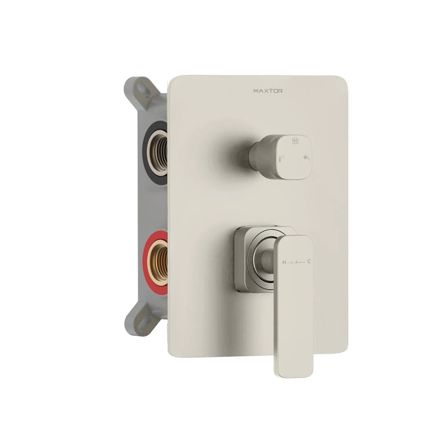 3-Way Wall Concealed Brass Shower Faucet Mixer Valve-MT613101 Brushed Nickel