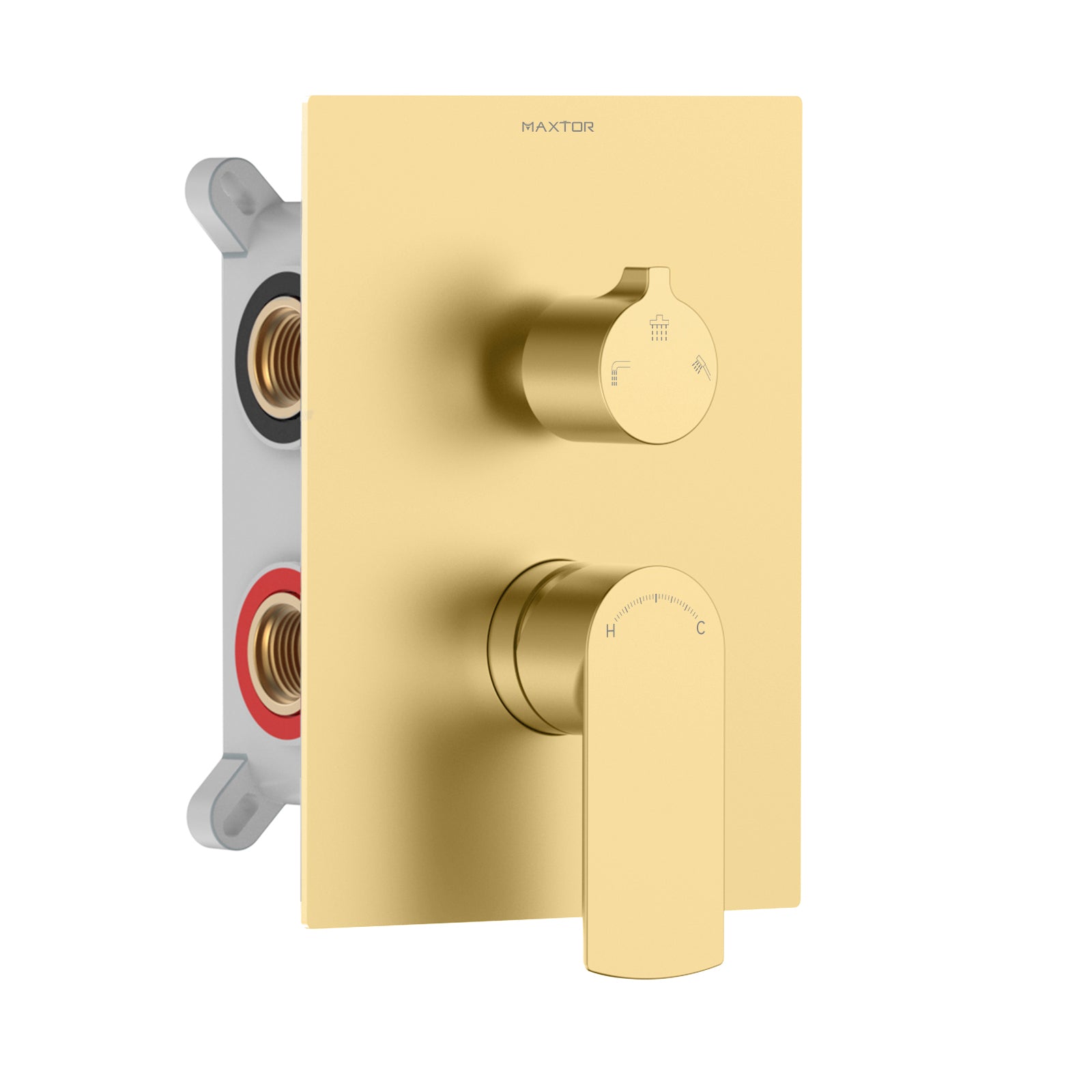 Maxtor 3-Way Brass Concealed Shower Valve with box and trim plate-MT613103 Brushed Gold