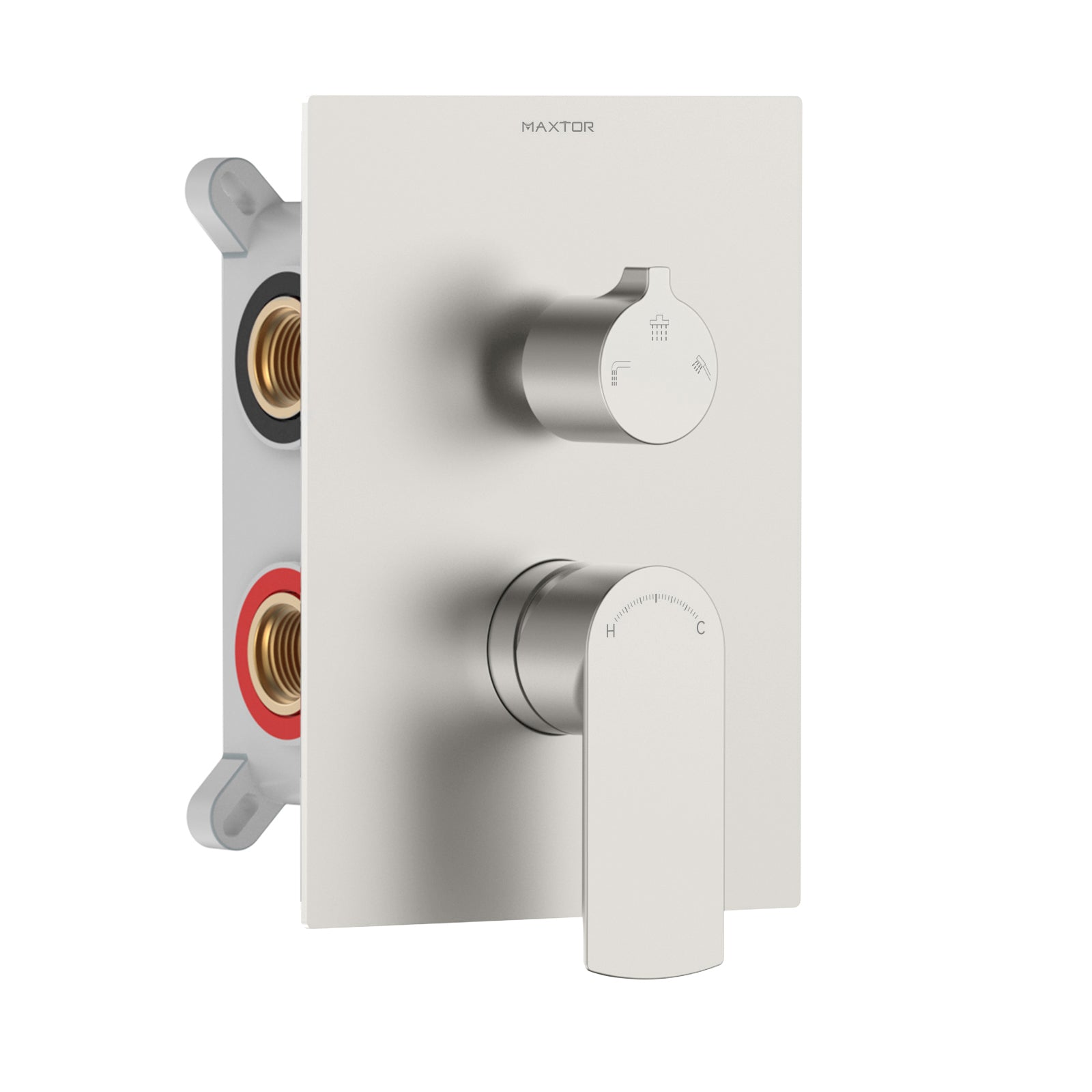Maxtor 3-Way Brass Concealed Shower Valve with box and trim plate-MT613103 Brushed Nickel