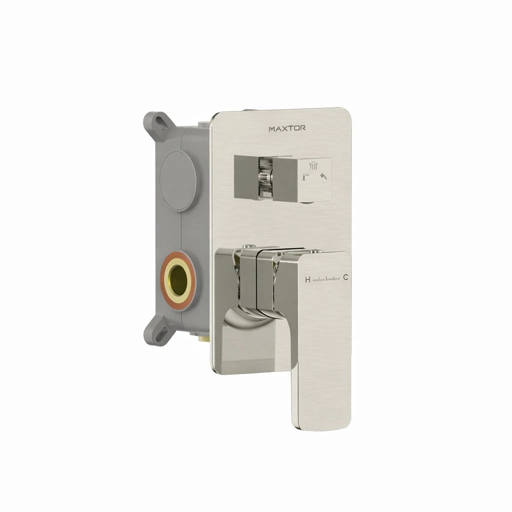 3 Way Concealed Shower Mixer Valve with Brass Diverter – Easy Plumbing Box – MT631007 Brushed Nickel